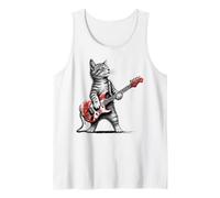 Fun Cat Playing a Guitar Rock Musician Kitty Retro Style Art Tank Top