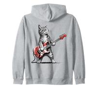 Fun Cat Playing a Guitar Rock Musician Kitty Retro Style Art Zip Hoodie