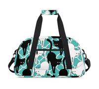 Fun Cats Design Gym Bag Sports Duffle Bag Weekend Sleepover Duffel Bags Small Travel Tote for Overnight Workout Gymnastics Dance Ballet, Fun Cats Design, 18.9 x 8.7 x 10.6 in, Duffel Bags