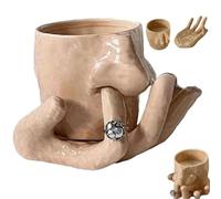 Fun Ceramic Nose Picking Mug, Fun Nose Picking Ceramic Cup with Ring Trinkets Jewelry Tray, Handmade Novelty Coffee Mug with Finger Handle for Home Office Decoration