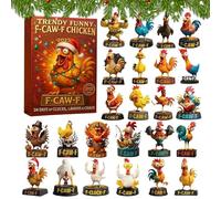 Fun Chicken Advent Calendar 2025, With 24 2d Acrylic Chicken Figurines in Various Shapes, 24-Day Christmas Countdown Calendar, Perfect for Chickens Lovers and Family Christmas Party Presents