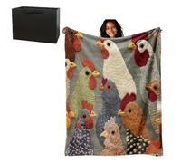 Fun Chicken Head Pattern Plush Blanket, Colorful Farmhouse Flannel Throw, Cute Rooster Printed Decor Blanket, Lightweight Cozy Warm Fuzzy for Home Bedding, All Season Warm Blankets (#A,130*150)