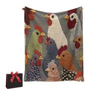 Fun Chicken Head Pattern Plush Blanket, Cozy Vintage Chicken Quilt Blanket, Colorful Unique Chickens Farmhouse Printed Blankets, Soft Cute Rooster Printed Flannel Throw (70 * 100CM,Chicken)