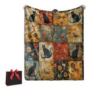Fun Chicken Head Pattern Plush Blanket, Cozy Vintage Chicken Quilt Blanket, Colorful Unique Chickens Farmhouse Printed Blankets, Soft Cute Rooster Printed Flannel Throw (130 * 150CM,Cat)