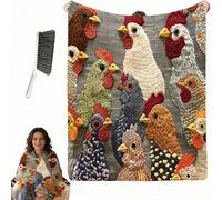 Fun Chicken Head Pattern Plush Blanket, Cute Rooster Printed Decor, Farmhouse Design Soft, Vintage Soft Cozy Lightweight Rooster for Sofa Bed Office Travel Home Decor (59x78in)