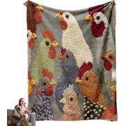 Fun Chicken Head Pattern Plush Blanket, Farmhouse Flannel Throw, Cute Rooster Print Fleece, Lightweight Cozy Soft Decor for Couch Bed Sofa, All Season Gift (70 * 100cm)
