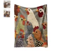 Fun Chicken Head Pattern Plush Blanket, Unique Chicken Head Pattern Farmhouse Printed Blankets, Colorful Farmhouse Soft Flannel Throw, All Season, Gifts For Chickens Lovers (130 * 150CM)