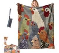 Fun Chicken Head Pattern Plush Blanket, Unique Chicken Head Patterns Farmhouse Printed Blankets, Chickens Nugget Blankets Throws For Adults Kids for Both Indoor And Outdoor, Home Decor (130x150cm)