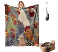 Fun Chicken Head Pattern Plush Blanket, Unique Chicken Head Patterns Farmhouse Printed Blankets for Both Indoor And Outdoor, Flannel Chickens Pattern Design, for sofas, beds (40x60in)