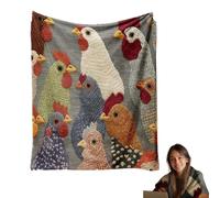 Fun Chicken Head Pattern Plush Blanket, Unique Head Patterns Farmhouse Printed Blanket, High-Definition Printed Four Season Usable Blankets, for Couch, Bed, Chickens Lovers (L:51.18 * 59.06IN)