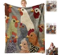 Fun Chicken Head Pattern Plush Blanket, Vintage Cozy Chicken Head Plush Blanket, Cute Soft Chickens Decor Blankets, All Season, for Couch Bed Travel & Outdoor Use Gifts for Chickens Lovers (50*60in)