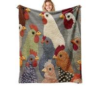 Fun Chicken Head Pattern Plush Blanket, Vintage Soft Cozy Lightweight Rooster Blankets, Cute Soft Chickens Decor, Flannel Chickens Pattern Design, for Sofas, Beds (100 * 150cm)