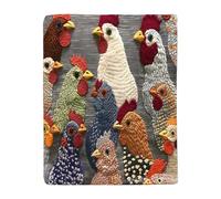 Fun Chicken Print Flannel Fleece Throw - Digital Print Farmhouse Style Blanket, Ultra-Soft Plush All-Season Sofa & Bed Blanket, Decorative Couch Throw for Home & Gifting (40 * 60in（100 * 150cm）)