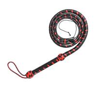 Fun Choice (FC) Indiana Jones Style Leather Cowhide-Whip 6 & 8 Feet Long 12 Plaits Bull-Whip Horse Riding Crop Fully Handmade Equestrian Sport Whip Red & Black (8.00 Feet)