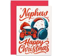 Fun Christmas Card for Nephew, Holiday Cheer Gift, Festive Games Controller and Headphones, for him, Blank Inside with Envelope
