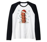 Fun Christmas Lights Wrapped On Bacon Breakfast Food Lover Raglan Baseball Tee