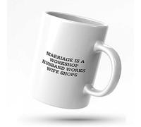 Fun Coffee Mugs Marriage Is A Workshop Husband Works Wife Shops Mug | Coffee Mugs Funny For Women Fun Coffee Mug Funny Coffee Mugs Women Coffee Cups For Men