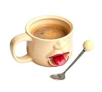 Fun Coffee Mugs - with Spoon Handle 255ml Drinkware | Funny 3D Tongue Out Mugs,for Home, Office, Kitchen, Desk, Table, Countertop, Birthday, Holiday, Housewarming