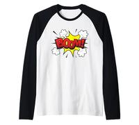 Fun Colorful Boom Superhero Comic Bubbles Sticker Design Raglan Baseball Tee
