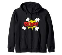 Fun Colorful "BOOM" Superhero Comic Bubbles Sticker Design Zip Hoodie