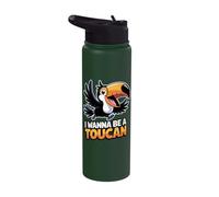 Fun Colorful Elegant Nice Flora Playful Jungle Great Toucan Stainless Steel Insulated Water Bottle
