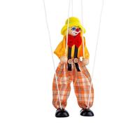Fun Colorful Marionette Puppets, 24cm Wooden String Puppet with Movable Limbs for Imaginative Play and Family Men Women Puppetry Party, Yellow