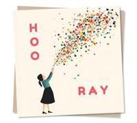 Fun Congratulations Card for a Friend, Loved One, Colleague, Relative - Hooray Confetti Popper Girl Celebration