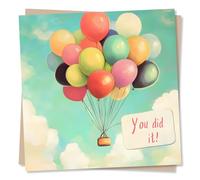 Fun Congratulations Card For Loved One - Balloons - You Did It - For Friend, Bestie, Relative, Son, Daughter, Grandson, Granddaughter
