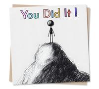 Fun Congratulations Card - You Did It - Exam Success, Celebration | for Friend, Relative, Child, Grandchild, Colleague - Illustrated Sketch, Motivational - Blank Inside, with Envelope