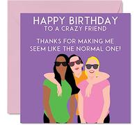 Fun Cool Birthday Cards for Women - I Don't Know Karate But I Know Crazy - Happy Birthday Card for Best Friend Work Colleague Sister Cousin Auntie, 145mm Cute Humour Bday Greeting Cards