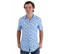 Fun Costumes Care Bears Adult Blue Grumpy Bear Button Up Shirt, Care Bear Short Sleeve Mens Casual Button Up Officially Licensed Small