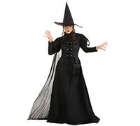 Fun Costumes Wayward Witch Costume for Adults Elegant Poplin Dress, Brocade Corset, Crepe Cape, & Hat