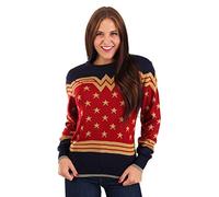 Fun Costumes Wonder Woman Dark Blue Ugly Christmas Sweater for Women Small