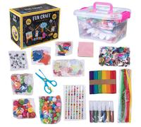Fun Craft Jumbo Arts & Crafts Kit - 400+ Piece Kids Craft Supplies Set with Storage Box