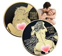 Fun Creative Coin,Heads I Get Tail Coin,Tails I Get Head Coin,Heads I win Tails You Lose Challenge Coin,Challenge Coins,Lucky Coins,Adult Humor Sexy Date Night,Funny Prank Gifts for Men Women (1pc)