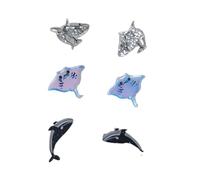 Fun Cute Bling Sequin Acrylic Printed Shark Manta Ray Whale Earrings 3-Pack - Lightweight Hypoallergenic Glitter Animal Studs for Girls Women Ocean Lover Gift