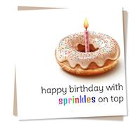 Fun Cute Doughnut Birthday Card for Women - with Sprinkles on Top