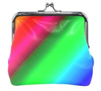 Fun Cute Leather Coin Purses & Pouches Cute Kiss Lock Abstract Vibrant Rainbow Colors Change Purse Wallet, Abstract Vibrant Rainbow Colors, Classic