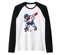 Fun Dabbing Ice Hockey Player Cool Stylish Dab Dance Sporty Raglan Baseball Tee