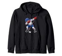 Fun Dabbing Ice Hockey Player Cool Stylish Dab Dance Sporty Zip Hoodie