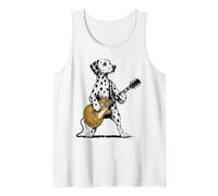 Fun Dalmatian Dog Playing a Guitar Rock Musician Retro Style Tank Top