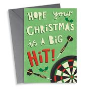 Fun darts Christmas card - for Darts Fan - Big Hit pun