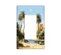Fun Desert Oasis Decorative Switch Cover 1 Gang Single Rocker, Anime Cartoon Western Switchcover Wall Plate, Cool Summer Scenic Electrical Faceplate for Bedroom Living Room Decor