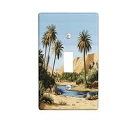 Fun Desert Oasis Decorative Switch Cover 1 Gang Single Toggle, Anime Cartoon Western Switchcover Wall Plate, Cool Summer Scenic Electrical Faceplate for Bedroom Living Room Decor