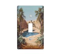 Fun Desert Oasis Decorative Switch Cover 1 Gang Single Toggle, Anime Cartoon Western Wall Plate Cover, Standard Size, Cool Summer Scenic Electrical Faceplate for Bedroom Living Room Decor