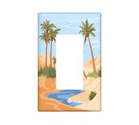 Fun Desert Oasis Decorative Switch Cover Plate 1 Gang Single Rocker, Anime Cartoon Western Electrical Faceplate for Bedroom Bathroom Decor, Cool Summer Scenic Standard Size Switchplate