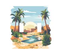 Fun Desert Oasis Switch Cover Wall Plate 2 Gang Double Toggle, Anime Cartoon Western Electrical Faceplate for Bedroom Bathroom Decor, Cool Summer Scenic Standard Size Switchplate