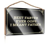 Fun Desk Accessory Plaque - Painted Surface & Restricted/Outdoor Decoration For Patio | Coffee Decorations For Coffee Bar For Best Farter Ever Oops I Meant Father