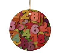 Fun Digital Painting Print Ceramic Holiday Ornament Set, Personalized Christmas Tree Decor Hanging Pendant 7.3cm