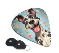 fun dogs Guitar Picks 6 Pcs, 0.46mm Thickness Celluloid Plectrum with Leather Picks Holder, Personalized Guitar Pick for Bass Electric Acoustic Guitars Lovers Gift